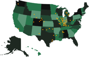 USA gas storage experience map