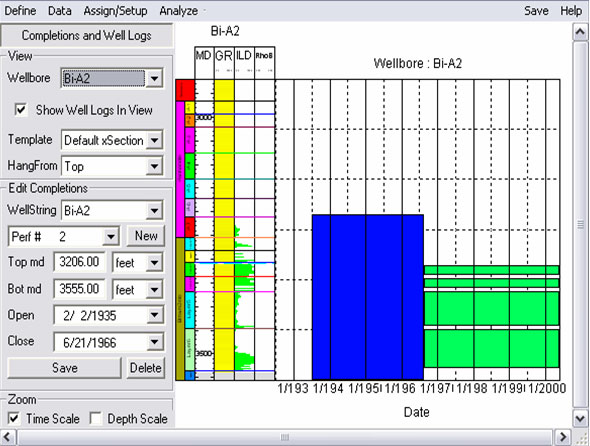 Completion History and Well Log Profile